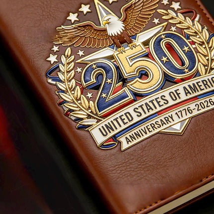 250th Anniversary Leather Journal, Patriotic Eagle Diary, USA Commemorative Notebook