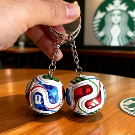 Mini Soccer Ball Keychain with Trophy Charm, World Cup Fan Gift, Sports Backpack Accessory