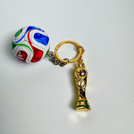 Mini Soccer Ball Keychain with Trophy Charm, World Cup Fan Gift, Sports Backpack Accessory