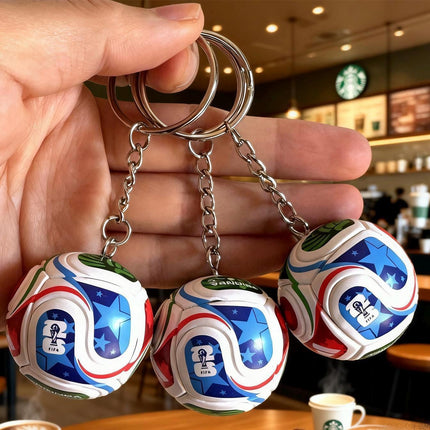 Mini Soccer Ball Keychain with Trophy Charm, World Cup Fan Gift, Sports Backpack Accessory