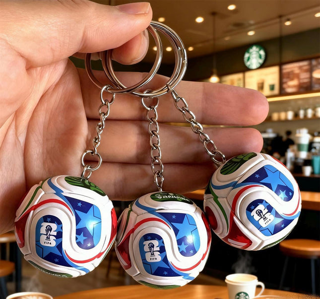 Mini Soccer Ball Keychain with Trophy Charm, World Cup Fan Gift, Sports Backpack Accessory