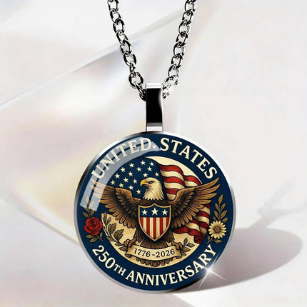 USA 250th Anniversary Necklace, Patriotic Eagle Pendant, Independence Day Jewelry