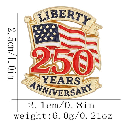 USA 250th Anniversary Enamel Pin, American Flag Liberty Lapel Brooch