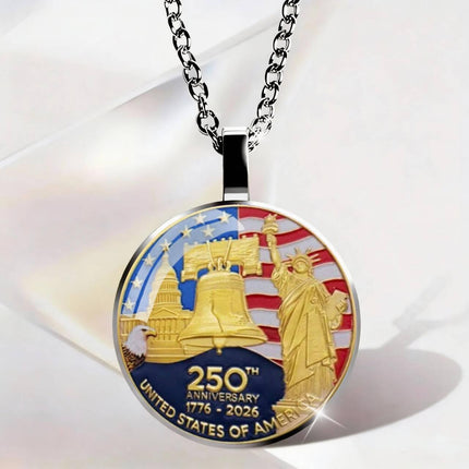 USA 250th Anniversary Necklace, Patriotic Eagle Pendant, Independence Day Jewelry
