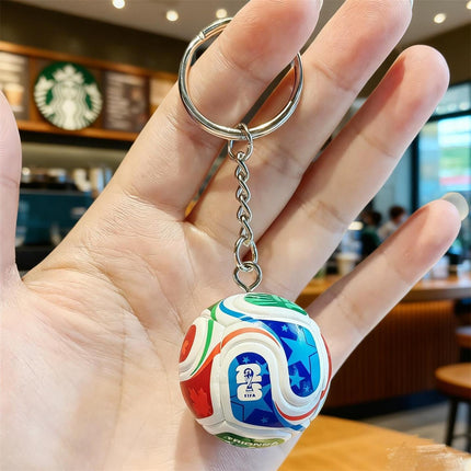 Mini Soccer Ball Keychain with Trophy Charm, World Cup Fan Gift, Sports Backpack Accessory