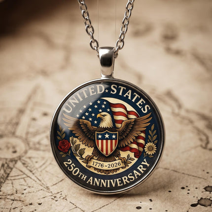 USA 250th Anniversary Necklace, Patriotic Eagle Pendant, Independence Day Jewelry