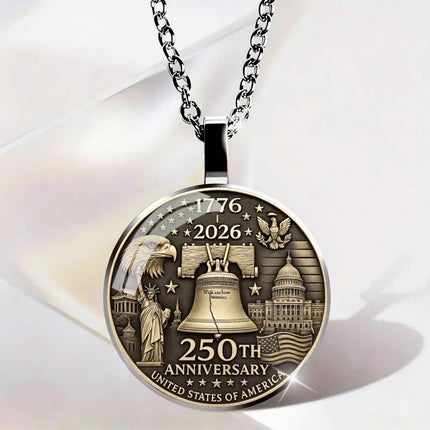 USA 250th Anniversary Necklace, Patriotic Eagle Pendant, Independence Day Jewelry