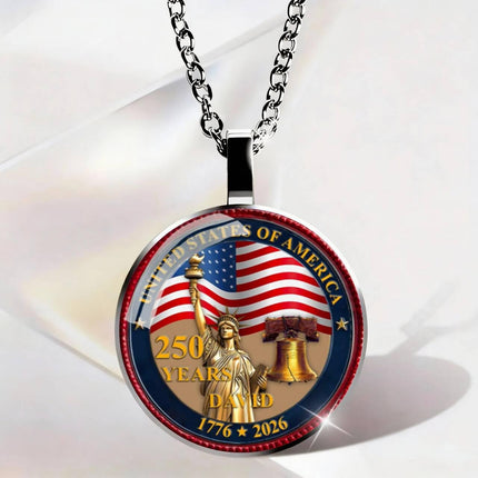 USA 250th Anniversary Necklace, Patriotic Eagle Pendant, Independence Day Jewelry