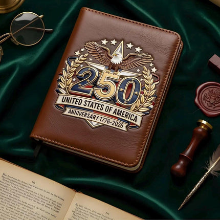 250th Anniversary Leather Journal, Patriotic Eagle Diary, USA Commemorative Notebook
