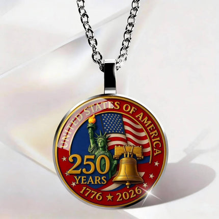 USA 250th Anniversary Necklace, Patriotic Eagle Pendant, Independence Day Jewelry