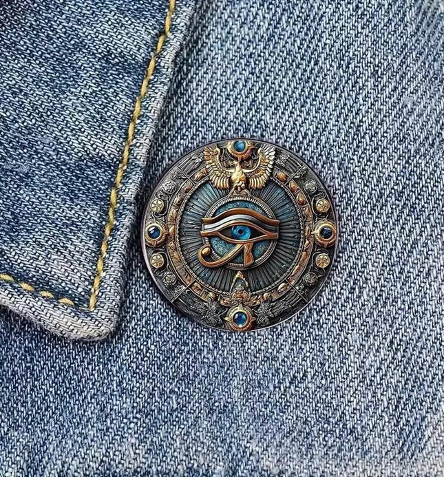 Eye of Horus Enamel Pin, Egyptian Mystic Protection Brooch, Spiritual Lapel Jacket Pin