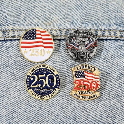 USA 250th Anniversary Enamel Pin, American Flag Liberty Lapel Brooch