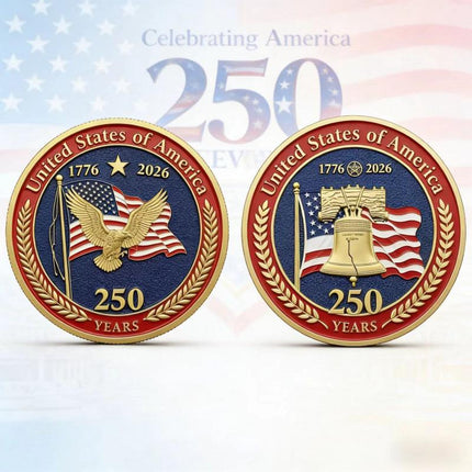 USA 250th Anniversary Commemorative Coin, 1776–2026 American Independence Collectible, Patriotic Liberty Coin Gift