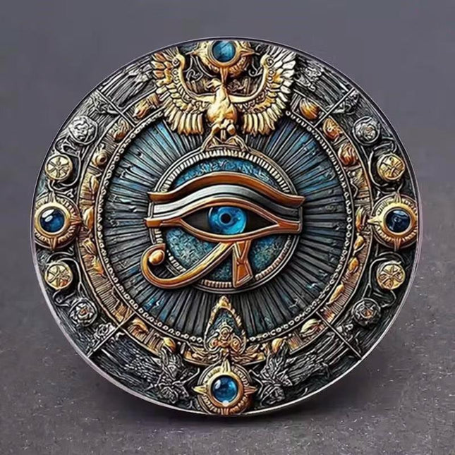 Eye of Horus Enamel Pin, Egyptian Mystic Protection Brooch, Spiritual Lapel Jacket Pin