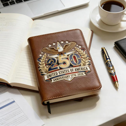 250th Anniversary Leather Journal, Patriotic Eagle Diary, USA Commemorative Notebook