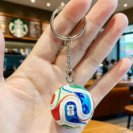 Mini Soccer Ball Keychain with Trophy Charm, World Cup Fan Gift, Sports Backpack Accessory