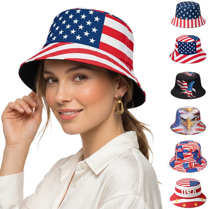 USA Patriotic Bucket Hat – American Flag Sun Hat Collection, Independence Day Fisherman Cap for Men & Women