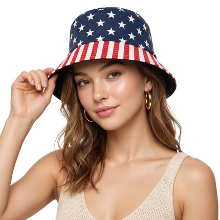 USA Patriotic Bucket Hat – American Flag Sun Hat Collection, Independence Day Fisherman Cap for Men & Women