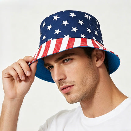 USA Patriotic Bucket Hat – American Flag Sun Hat Collection, Independence Day Fisherman Cap for Men & Women