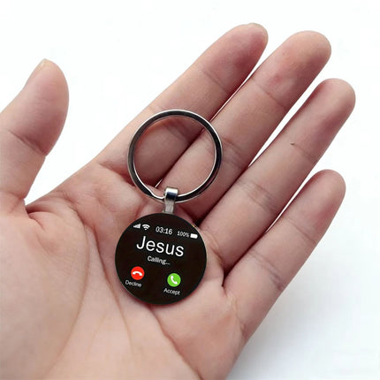 Jesus Is Calling Keychain – Christian Faith Reminder Key Ring, Inspirational Religious Gift, “Accept the Call” Spiritual Pocket Charm