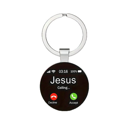 Jesus Is Calling Keychain – Christian Faith Reminder Key Ring, Inspirational Religious Gift, “Accept the Call” Spiritual Pocket Charm
