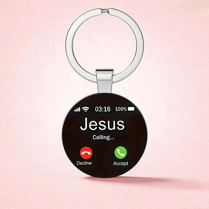 Jesus Is Calling Keychain – Christian Faith Reminder Key Ring, Inspirational Religious Gift, “Accept the Call” Spiritual Pocket Charm