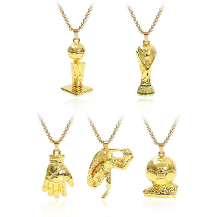 World Cup Trophy Pendant Necklace – Gold Soccer Champion Necklace, Football Trophy Charm Chain for Fans & Players