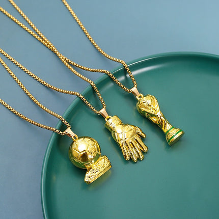 World Cup Trophy Pendant Necklace – Gold Soccer Champion Necklace, Football Trophy Charm Chain for Fans & Players
