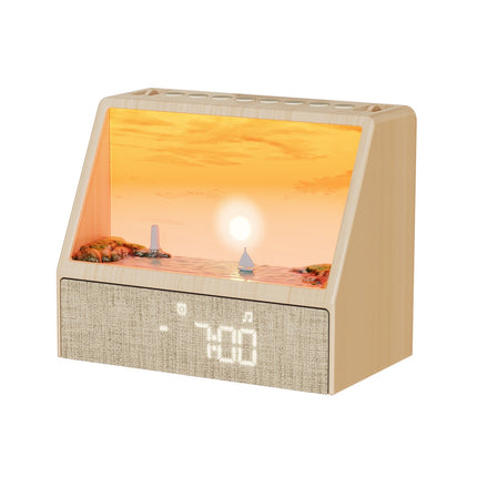 Sunrise & Sunset Smart Alarm Clock Lamp – Relaxing Ocean Scene Wake-Up Light with Ambient Night Light & Digital Display
