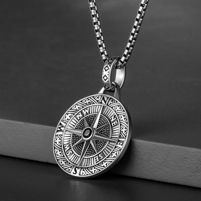 Vintage Compass Necklace for Men & Women – Nordic Compass Pendant Chain | Symbol of Guidance, Adventure & Strength