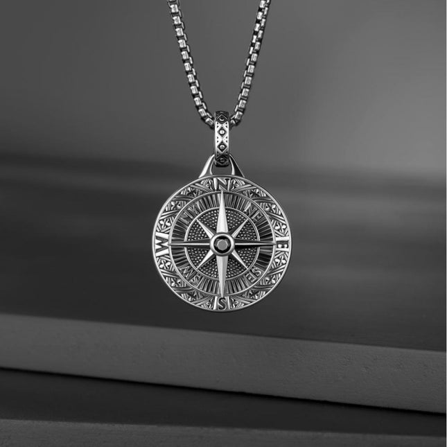 Vintage Compass Necklace for Men & Women – Nordic Compass Pendant Chain | Symbol of Guidance, Adventure & Strength