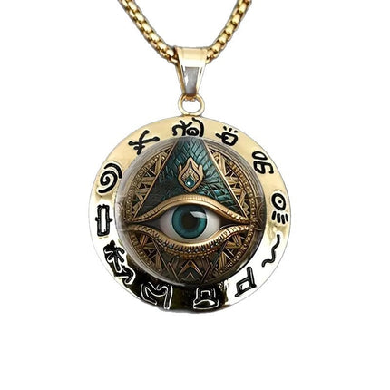 All-Seeing Eye Pendant Necklace – Mystical Protection Amulet with Ancient Symbols | Spiritual Wisdom & Guardian Eye Necklace