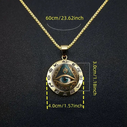 All-Seeing Eye Pendant Necklace – Mystical Protection Amulet with Ancient Symbols | Spiritual Wisdom & Guardian Eye Necklace