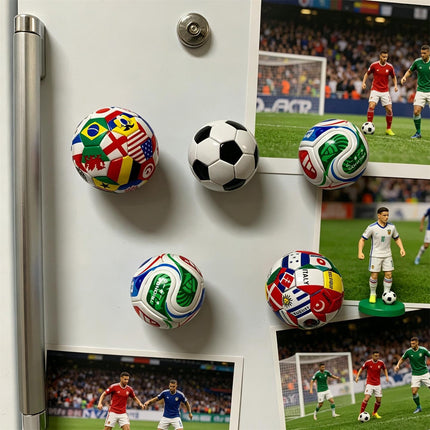 FIFA World Cup Soccer Ball Fridge Magnets – Mini Football Refrigerator Magnets with International Flag Designs, Sports Fan Collectible Kitchen Decor