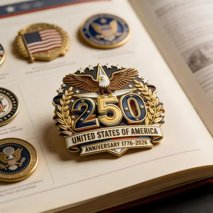 USA 250th Anniversary Commemorative Enamel Pin – 1776–2026 American Independence Day Patriotic Eagle Collectible Lapel Badge