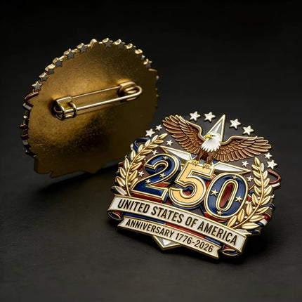 USA 250th Anniversary Commemorative Enamel Pin – 1776–2026 American Independence Day Patriotic Eagle Collectible Lapel Badge