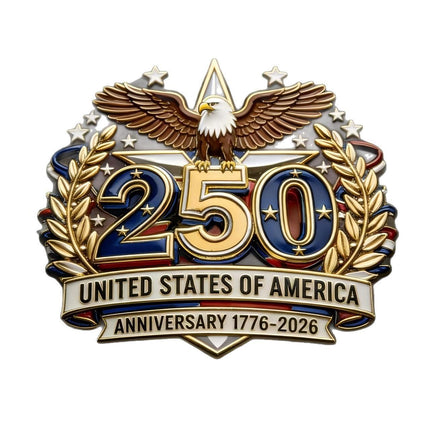 USA 250th Anniversary Commemorative Enamel Pin – 1776–2026 American Independence Day Patriotic Eagle Collectible Lapel Badge