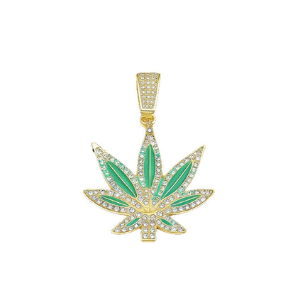 Iced Out Cannabis Leaf Necklace – Diamond Marijuana Leaf Pendant Chain for Men & Women | Hip Hop Streetwear Jewelry