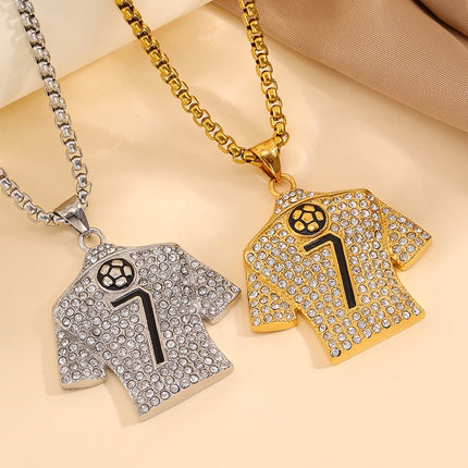 GOAT Legends Iced-Out Soccer Jersey Necklace – Messi & Ronaldo Crystal Pendant Chain for Football Fans | Hip Hop Sports Jewelry