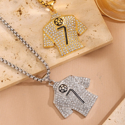 GOAT Legends Iced-Out Soccer Jersey Necklace – Messi & Ronaldo Crystal Pendant Chain for Football Fans | Hip Hop Sports Jewelry