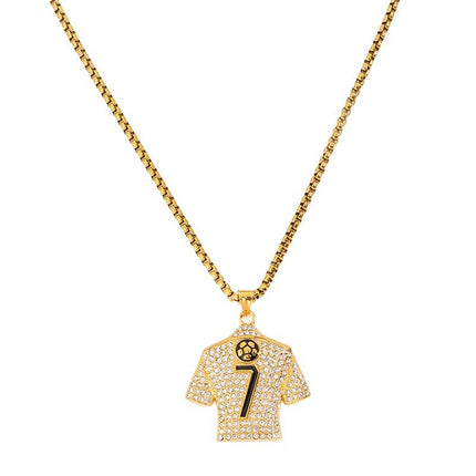 GOAT Legends Iced-Out Soccer Jersey Necklace – Messi & Ronaldo Crystal Pendant Chain for Football Fans | Hip Hop Sports Jewelry