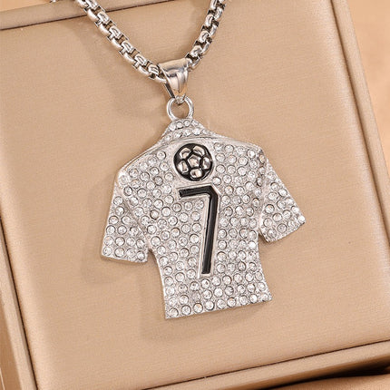 GOAT Legends Iced-Out Soccer Jersey Necklace – Messi & Ronaldo Crystal Pendant Chain for Football Fans | Hip Hop Sports Jewelry