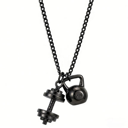 Fitness Dumbbell & Kettlebell Pendant Necklace – Gym Lover Weightlifting Chain for Men & Women | Workout Motivation Jewelry