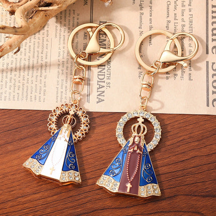 Our Lady of Aparecida Keychain – Crystal Virgin Mary Religious Key Ring, Catholic Faith Charm, Christian Gift for Women & Men