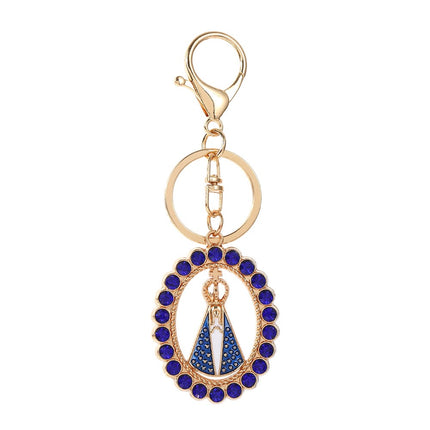 Our Lady of Aparecida Keychain – Crystal Virgin Mary Religious Key Ring, Catholic Faith Charm, Christian Gift for Women & Men
