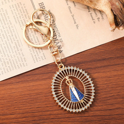 Our Lady of Aparecida Keychain – Crystal Virgin Mary Religious Key Ring, Catholic Faith Charm, Christian Gift for Women & Men
