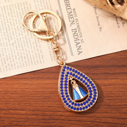 Our Lady of Aparecida Keychain – Crystal Virgin Mary Religious Key Ring, Catholic Faith Charm, Christian Gift for Women & Men