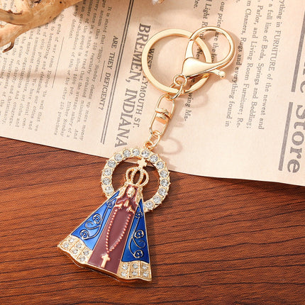 Our Lady of Aparecida Keychain – Crystal Virgin Mary Religious Key Ring, Catholic Faith Charm, Christian Gift for Women & Men