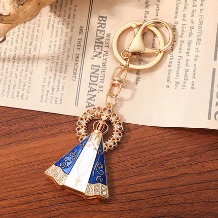 Our Lady of Aparecida Keychain – Crystal Virgin Mary Religious Key Ring, Catholic Faith Charm, Christian Gift for Women & Men