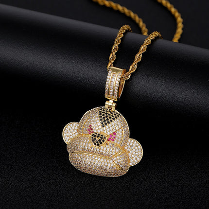 Iced Monkey Pendant Necklace – Diamond Monkey Face Chain | Gold Hip Hop Animal Statement Jewelry